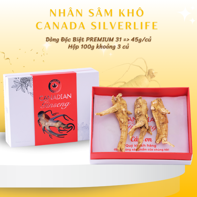 Nhân Sâm Canada SilverLife Premium 100g – Nguyên Củ 5 Năm Tuổi