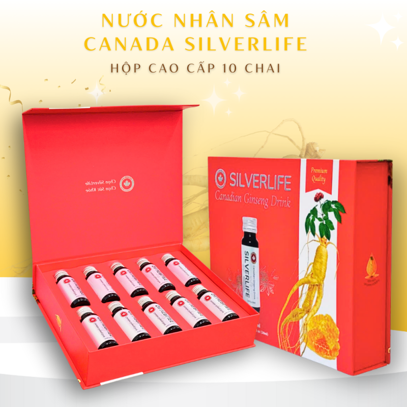 Nước nhân sâm Canada SilverLife hộp 500ml (10 chai x 50ml)